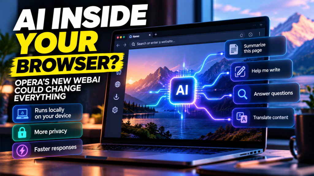 Opera WebAI concept showing artificial intelligence running locally inside a web browser